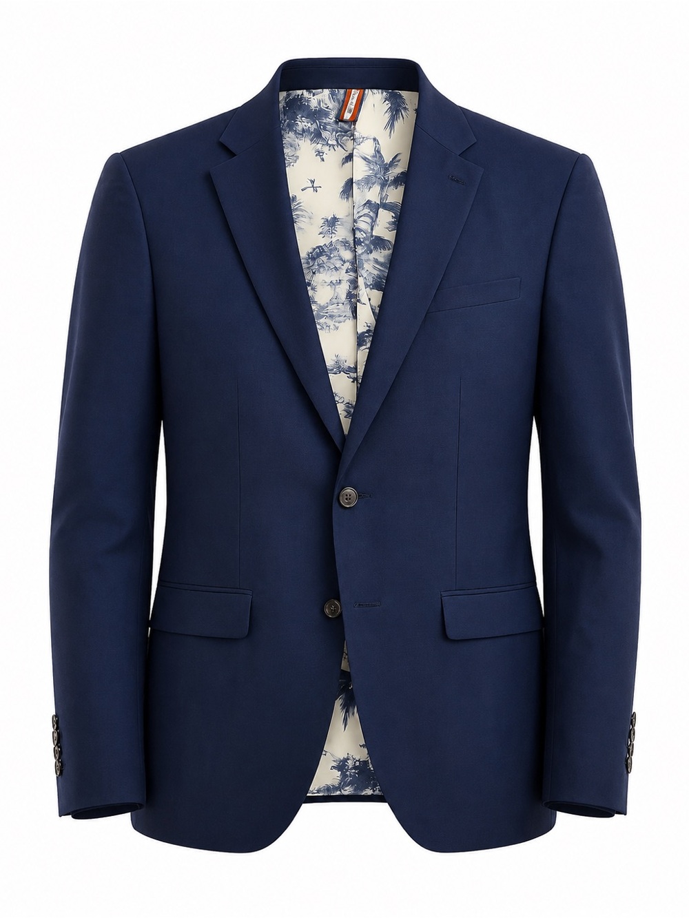 Paul Jones Navy Blue Island Pattern Lined Suit Coat Blazer Two Button Menswear